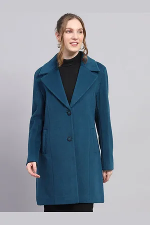 Monte Carlo Women Self Designed Notched Lapel Single-Breasted Overcoat