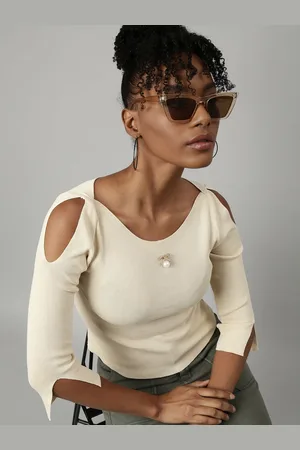 SHOWOFF Women Cold-Shoulder Crop Top
