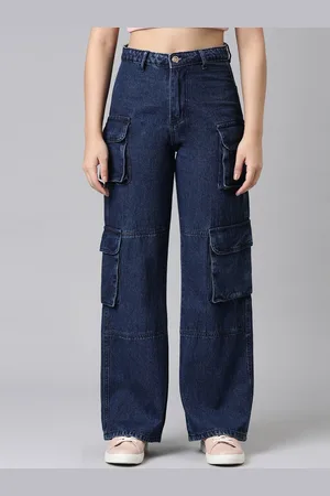 ZHEIA Women Cotton Wide Leg High-Rise Light Fade Jeans