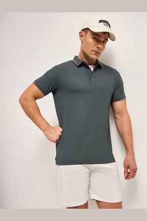 The Bear House Men Solid Polo Collar T-shirt