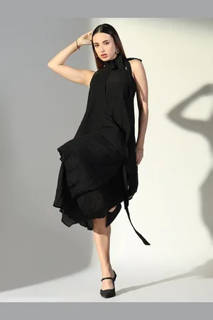 SHOWOFF Women Sleeveless A-Line Midi Dress with Drape Over