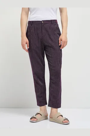 The Bear House Men Striped Slim Fit Pleated Trousers