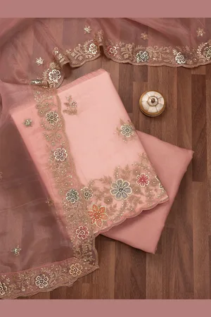 Koskii Floral Embroidered Sequinned Unstitched Dress Material