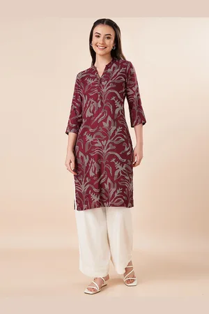 Pantaloons Ethnic Motifs Printed Mandarin Collar Straight Kurta