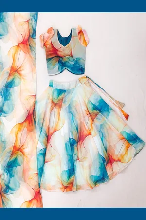 BAESD Girls Printed Ready to Wear Lehenga & Blouse With Dupatta