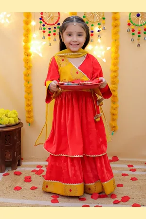 BownBee Girls Kurta with Sharara & Dupatta