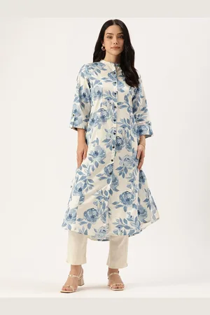 Amukti Floral Printed Pure Cotton A Line Kurta