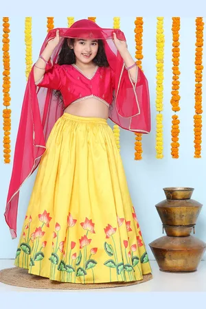 Bhama Girls Embroidered Ready to Wear Lehenga & Blouse With Dupatta