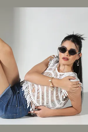 SHOWOFF Women Self Design Crop Top