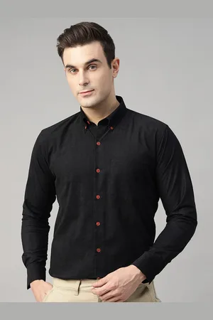 HANCOCK Men Classic Slim Fit Pure Cotton Corduroy Opaque Formal Shirt