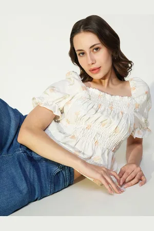 SHOWOFF Women Floral Printed Smocking Peplum Top