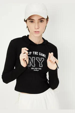 Max Collection Women Typography Printed Hood Cotton T-shirt