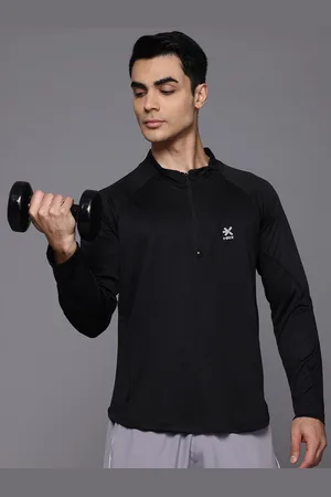 HRX Men Striped Rapid-Dry Training T-shirt