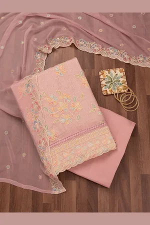 Koskii Floral Embroidered Unstitched Dress Material