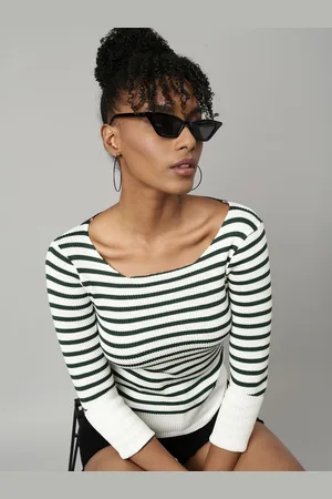 SHOWOFF Women Striped Crop Top