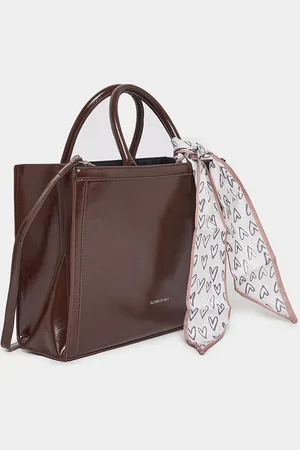 Styli Women Unisex PU Structured Scarf Detail Handbag