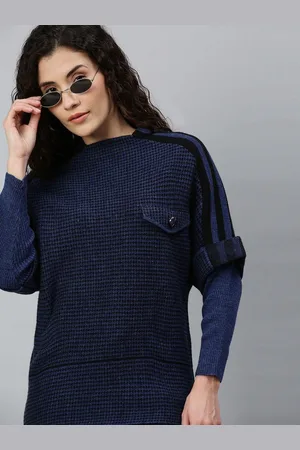 Campus Women Round Neck Checked Pullover