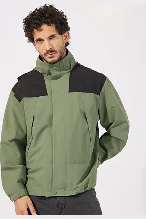Styli Men Colourblocked Hooded Windbreaker Jacket