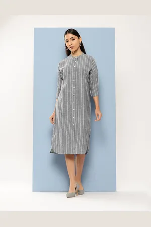 Chemistry Striped Mandarin Collar Mandarin Collar Shirt Dress