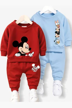 Minicult Kids Printed Round Neck Pack Of 2 Sweatshirt With Joggers