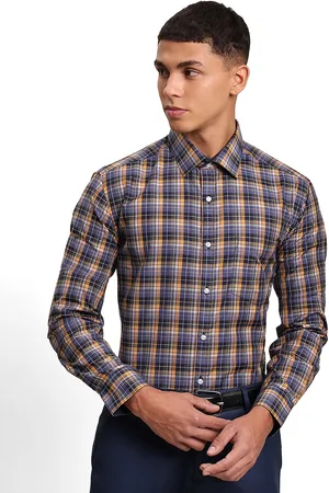 IVOC Men Tartan Checks Pure Cotton Spread Collar Formal Shirt