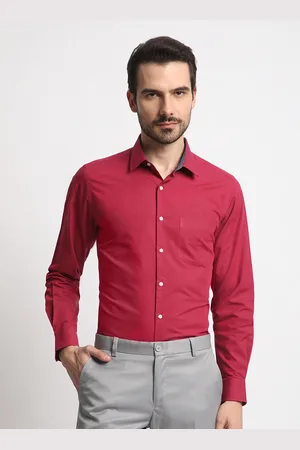 IVOC Men Standard Spread Collar Solid Cotton Slim Fit Formal Shirt