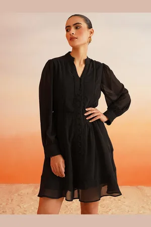 BEATNIK Women Mandarin Collar Blouson Dress