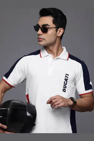 DUCATI Brand Logo Printed Polo Collar Pure Cotton T-shirt