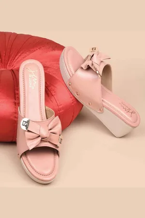 JM Looks Women Platform Heel Sandals With Bow Details