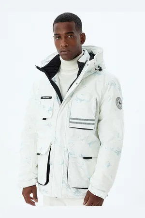 Koton Men Hooded Tie and Dye Printed Casual Parka Jacket