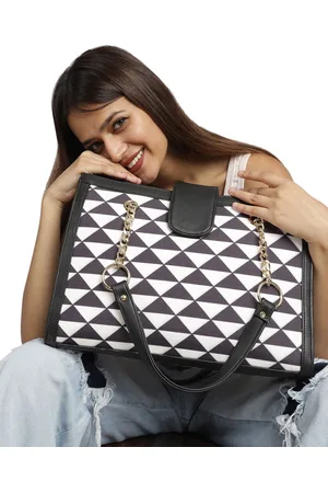MINI WESST Checked Structured Tote Bag with Applique
