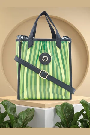 Caprese Striped PU Shopper Tote Bag