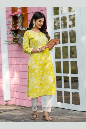 BAPS Women Floral Printed Panelled Thread Work Pure Cotton Kurta with Trousers