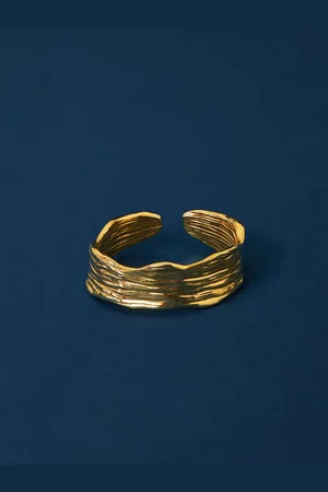 Accessorize 14k Gold--Plated Adjustable Molten Finger Ring