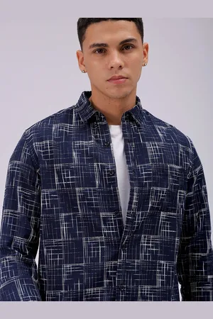 The Indian Garage Co Men Cutaway Collar Checked Cotton Slim Fit Casual Shirt