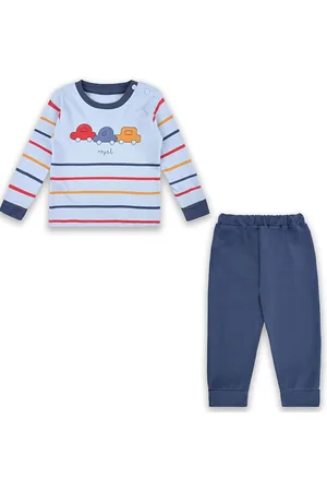 Wish Karo Boys Striped Round Neck Long Sleeves T-Shirt With Jogger