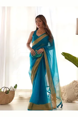 Ethnic Yard Zari Saree With Blouse Piece