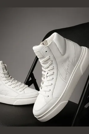 RARE RABBIT Men Leather High-Top Sneakers