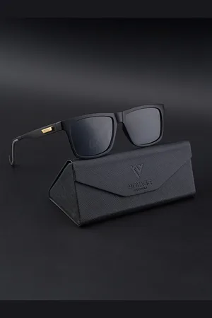 VOYAGE Unisex Black Lens & Black Wayfarer Sunglasses with Polarised and UV Protected Lens