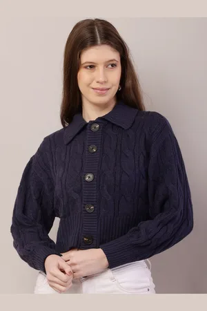 NoBarr Women Cable Knit Crop Cardigan