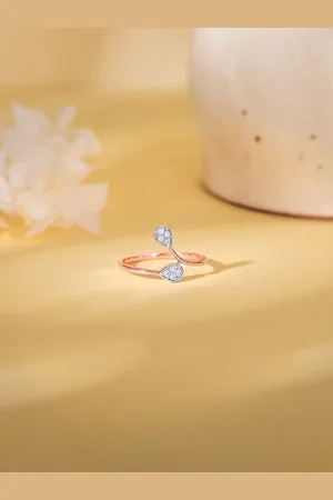 GIVA 18K Rose Gold Glitz Diamond Ring