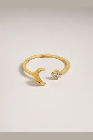 Accessorize 14K Gold Plated Cubic Zirconia Studded Adjustable Finger Ring