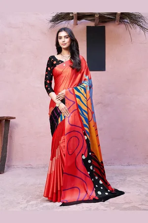 Rachna Abstract Printed Satin Saree