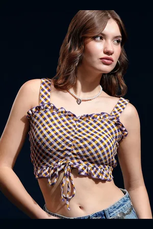 Tokyo Talkies Women Checked Peplum Crop Top