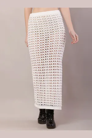 NoBarr Women Self-Design Crochet A-Line Maxi Skirts
