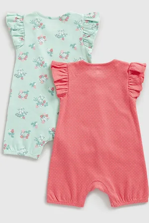 Mothercare Girls Pack Of 2 Printed Cotton Rompers