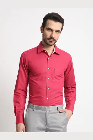 IVOC Men Spread Collar Solid Cotton Slim Fit Formal Shirt