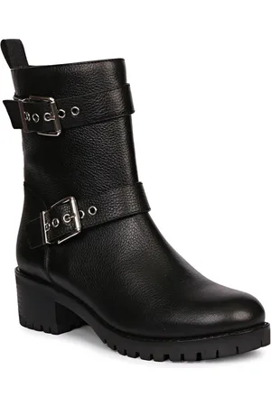 SAINT G. Women Leather High-Top Winter Boots With Buckles