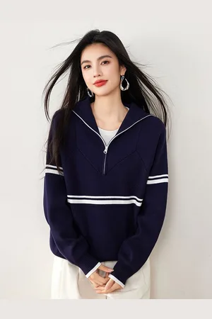 JC Collection Women Striped Pullover