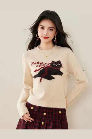 JC Collection Women Graphic Crop Pullover Sweater